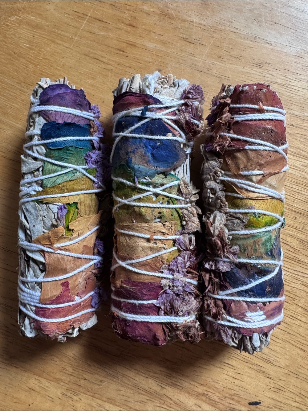 4" White Sage with Rose Pedals Bundles - 3 per pack (2 pack bundle = 6)